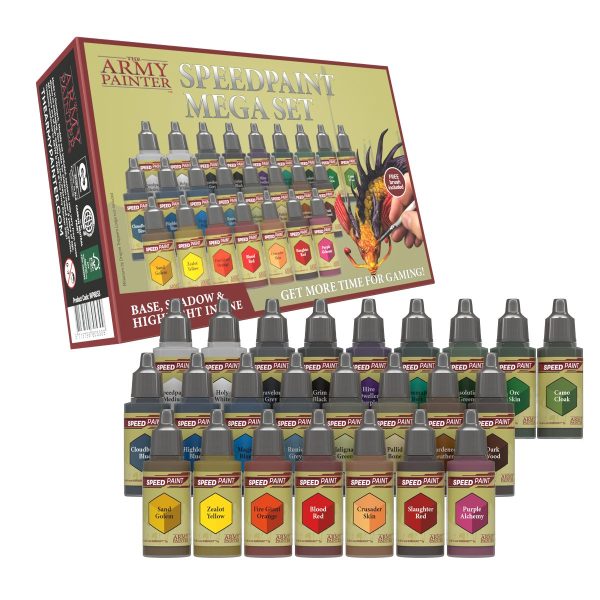 The Army Painter Speedpaint Large Kit with 18ml Non-Toxic Acrylic Paint Bottles for Mini Figures and Miniature Models with Brush