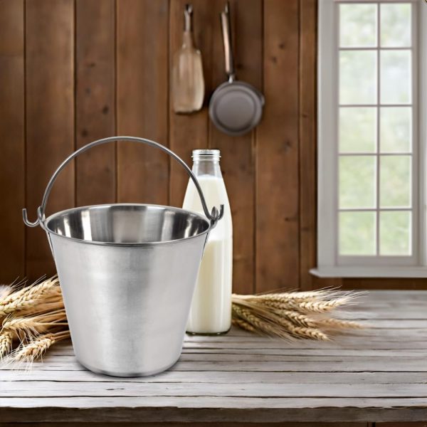 Lindy's 4-Quart Stainless Steel Bucket, Durable Seamless Bucket for Many Home Tasks, Carry Water or Milk, Fill with Food, Use as a Flower... - Image 7