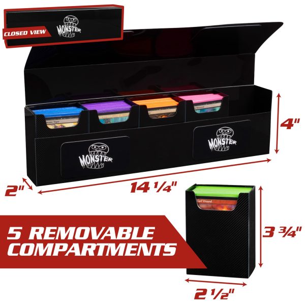 The Hydra 5 Compartment Riveted Deck Box w Magnetic Closure- Card Case Holds Five Decks- Fits All Standard and Smaller Size MTG and TCGs... - Image 2