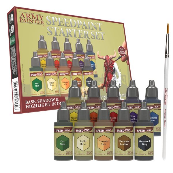 The Army Painter Speedpaint Starter Set - 10 x 18ml Speed Model Paint Kit Pre Loaded with Mixing Balls and 1 Brush- Base, Shadow and...