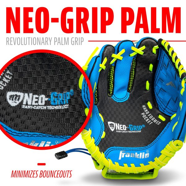 Franklin Sports Kids Baseball Glove - NeoGrip Boys + Girls Youth Tball Glove - Toddler + Youth Teeball, Baseball + Softball Mitt - Left... - Image 7
