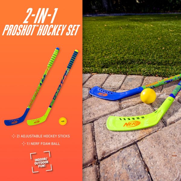 Franklin Sports NERF Proshot Kids Hockey Sticks+Ball Set-2 Player Youth Indoor+Outdoor NERF Hockey Set-2 in 1 Knee+Floor Hockey... - Image 2
