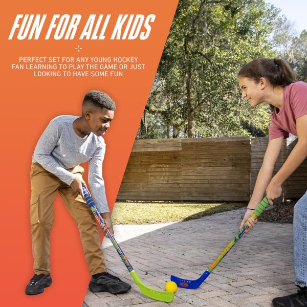 Franklin Sports NERF Proshot Kids Hockey Sticks+Ball Set-2 Player Youth Indoor+Outdoor NERF Hockey Set-2 in 1 Knee+Floor Hockey... - Image 5