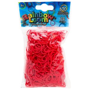 RAINBOW LOOM Red Rubber Bands with 24 C-Clips (600 Count)