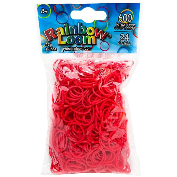 RAINBOW LOOM Red Rubber Bands with 24 C-Clips (600 Count)