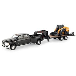1/32 Big Farm Ram Dually Quad Cab with Lowboy Trailer and Case SV340B Skidsteer Loader 47155