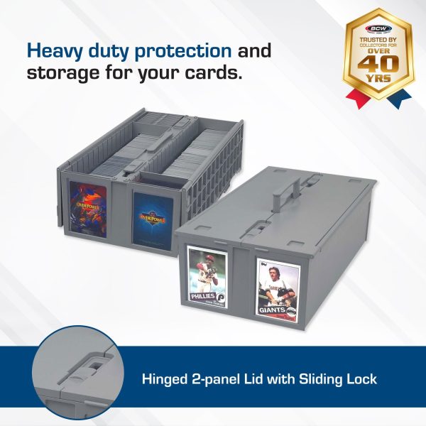 BCW Collectible Card Bin - Holds up to 1600 Cards - Gray | Large Card Storage Box for Loose Trading Cards | Pokemon, MTG, and Sports Card... - Image 4
