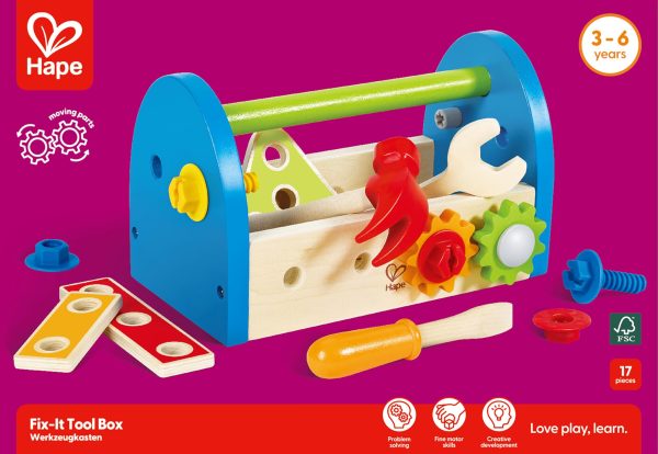 Hape Fix It Kid's Wooden Tool Box and Accessory Play Set - Image 3