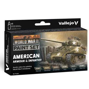 Vallejo 17ml WWII American Armour & Infantry Paint Set 6 Colours