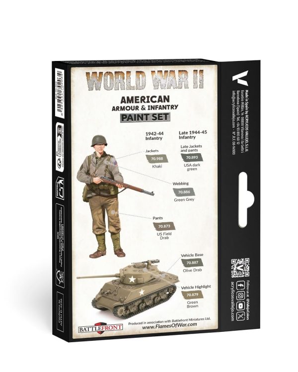 Vallejo 17ml WWII American Armour & Infantry Paint Set 6 Colours - Image 2