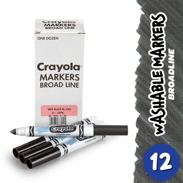 Crayola 12 Count Washable Bulk Markers, Black - Image 2