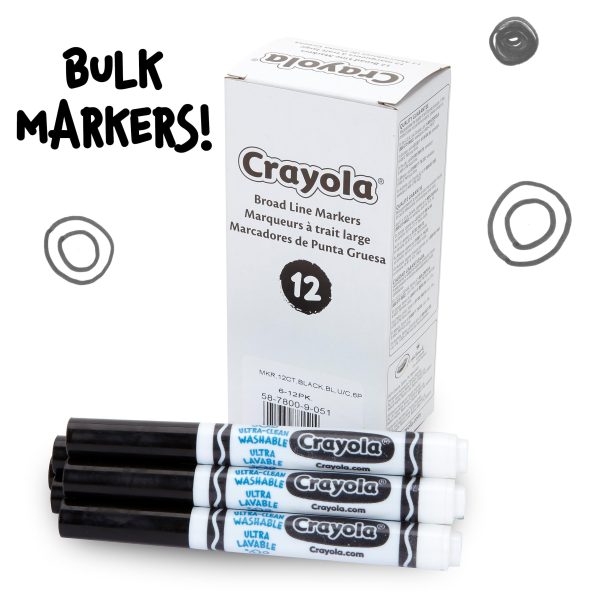 Crayola 12 Count Washable Bulk Markers, Black - Image 3