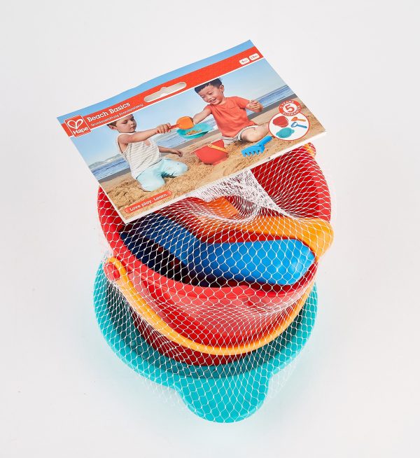 Hape Beach Basics Sand Toy Set Including Bucket Sifter, Rake, and Shovel Toys, Multicolor - Image 3