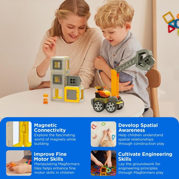 MAGFORMERS Amazing Construction 50Piece, Wheels, Orange Colors, Educational Magnetic Geometric Shapes Tiles Building STEM Toy Set Ages 3+ - Image 3
