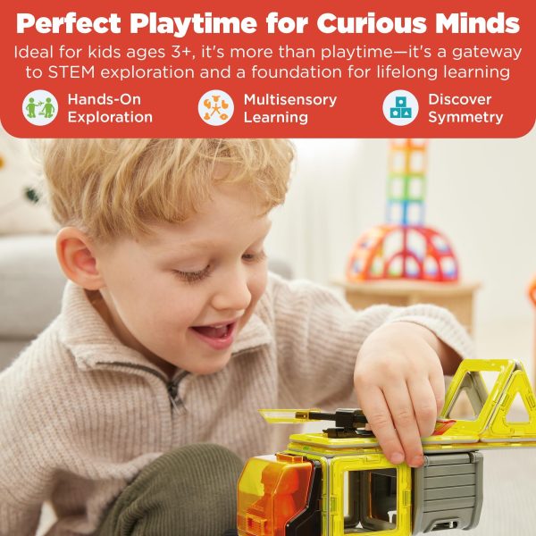 MAGFORMERS Amazing Construction 50Piece, Wheels, Orange Colors, Educational Magnetic Geometric Shapes Tiles Building STEM Toy Set Ages 3+ - Image 5