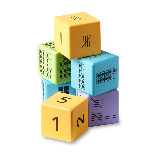 hand2mind Math Activity Dice Set, Foam Math Dice for Kids Ages 4-8, 6 Sided Die Represents A Number, Ten Frame, Tally Marks, Or Base Ten,... - Image 4